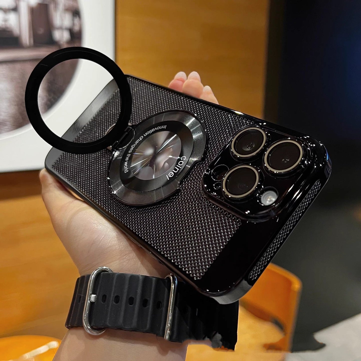 360° roterende telefonveske med stativ, avansert varmespredning og magnetisk ladestøtte