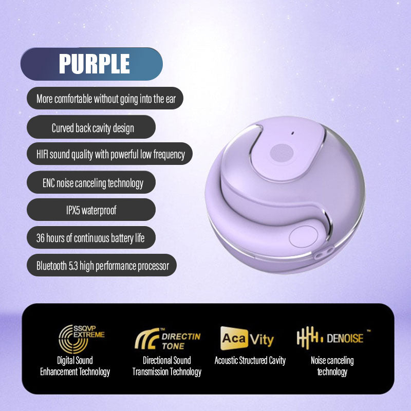 Trådløse, støydempende hodetelefoner med benledning i øret