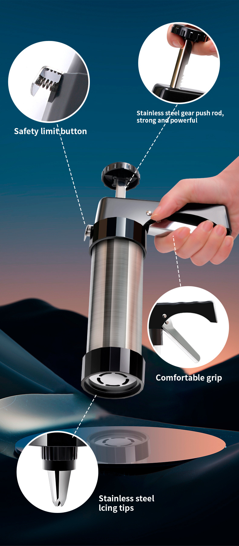 Sett med kakepyntpresser