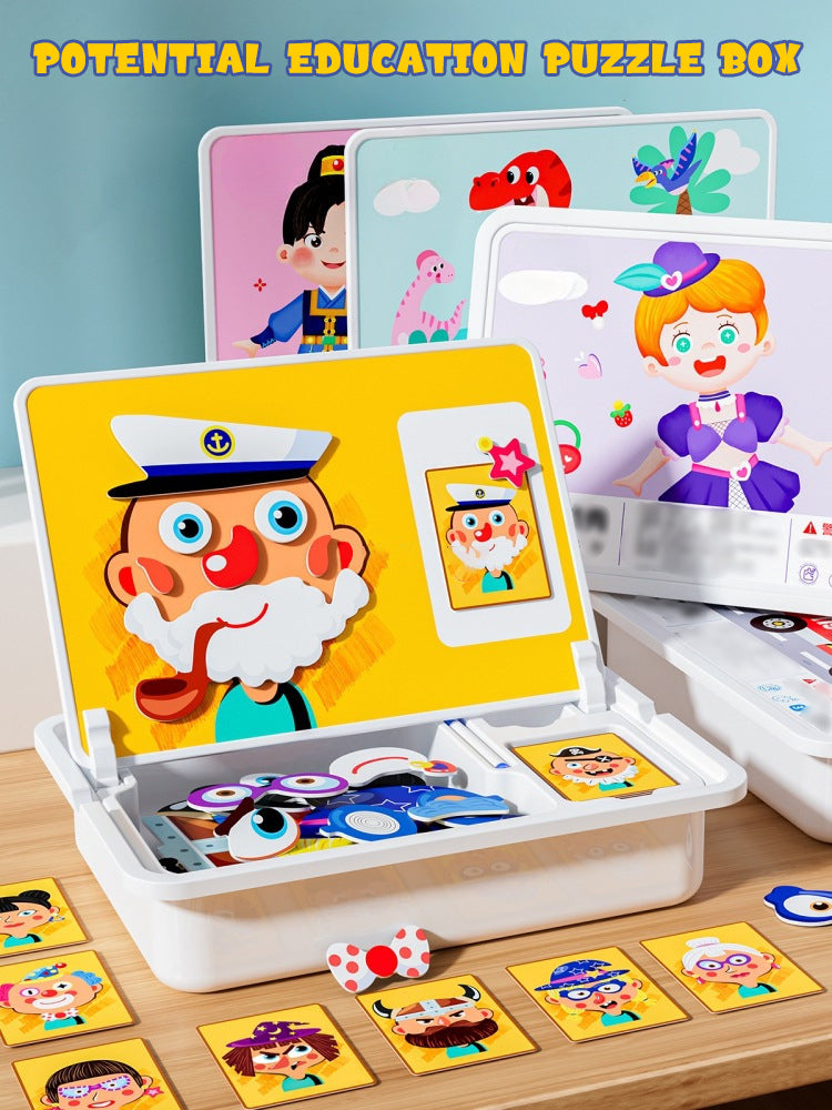 (Gratis frakt)Magnetiske puslespill Ansiktsutkledning Reisespill Dobbeltsidet Førskole Pedagogisk Læringsleker for Barn