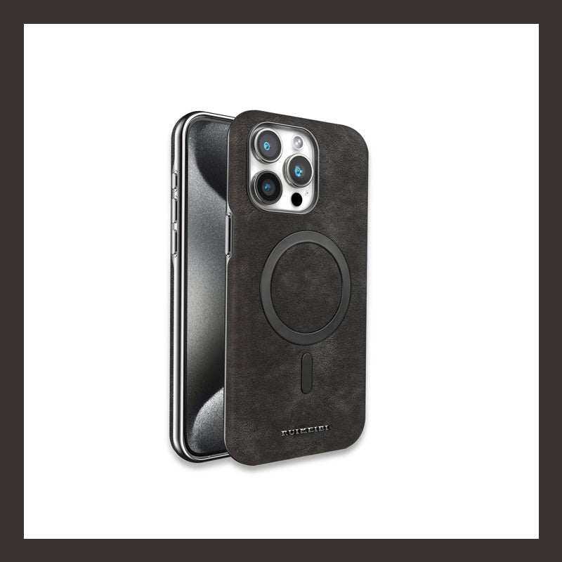 Telefonveske i ekte lær - magnetisk lading