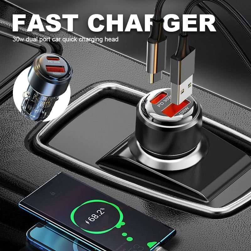 30W dubbla snabbladdningsportar för bilen – Smidig laddning på språng 🚗⚡