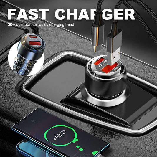30W dubbla snabbladdningsportar för bilen – Smidig laddning på språng 🚗⚡