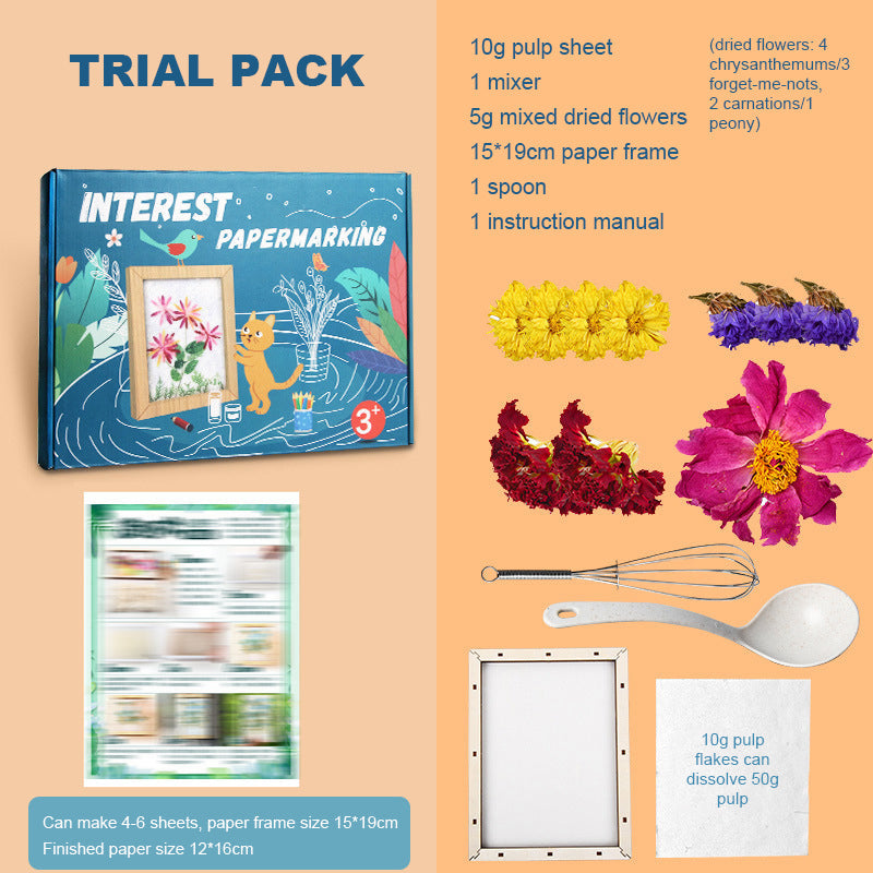 DIY-papirmakersett med pressede blomster