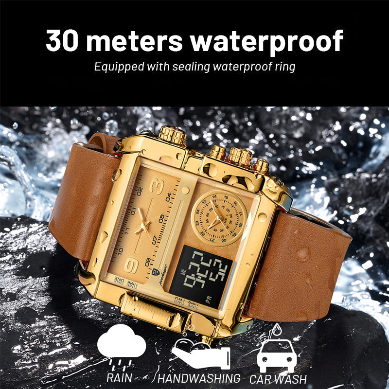 Elektronisk herrekvartsklokke med dobbelt display