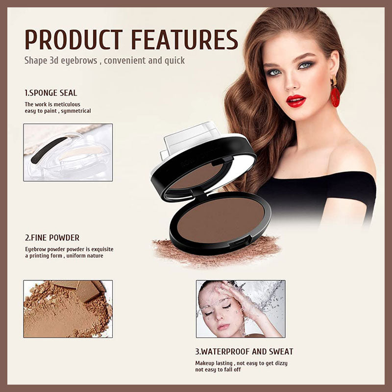 Stempeløyenbrynspudder, vanntett, svettebestandig og klissfri