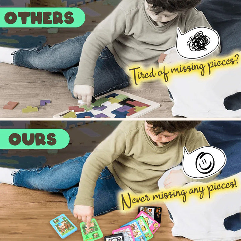 Morsomt puslespill med glidende stikksagfliser (SETT MED 5 STK)