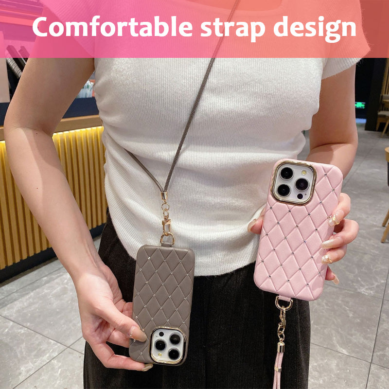 Diamantformet mobiletui med lærrem 💎✨