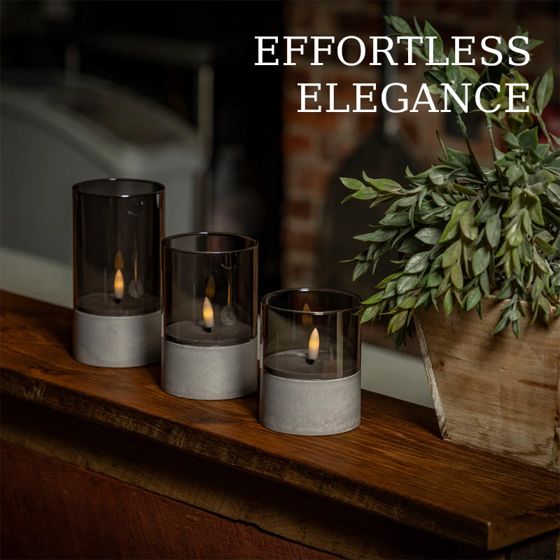 2025 Hot Sale 🔥Grå LED-lys i glass (3 stk)}