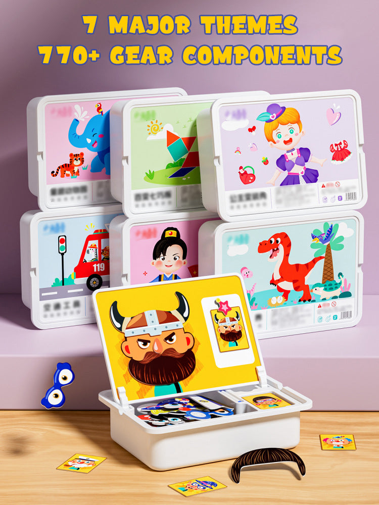 (Gratis frakt)Magnetiske puslespill Ansiktsutkledning Reisespill Dobbeltsidet Førskole Pedagogisk Læringsleker for Barn