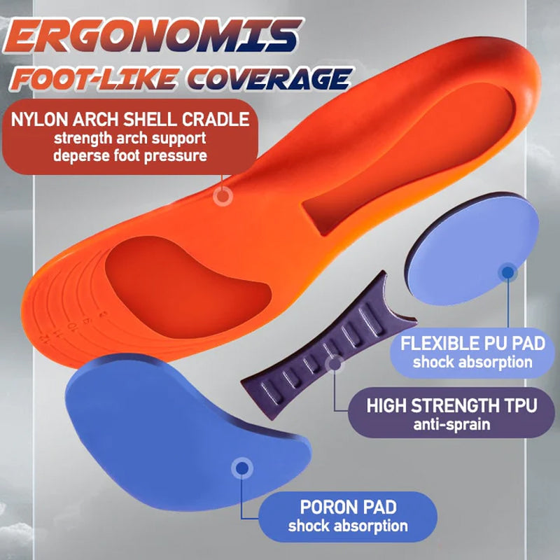 Støtdempende ortopediske innleggssåler for sportssko