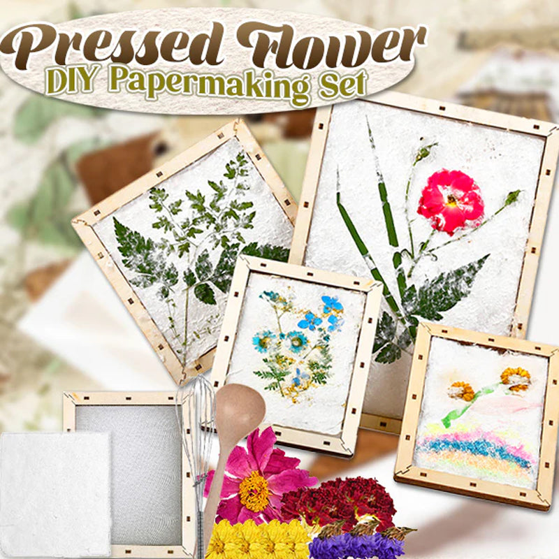 DIY-papirmakersett med pressede blomster