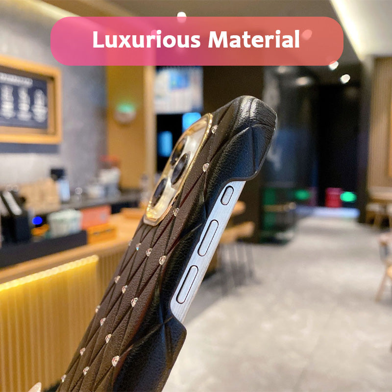 Diamantformet mobiletui med lærrem 💎✨