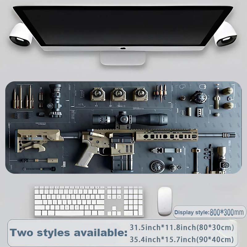 Kule militære våpenkonstruksjoner Våpendeler - stor musematte for spill, stilig skrivebordsbeskytter med sklisikker gummi, flere størrelser for bruk på bærbar og stasjonær PC