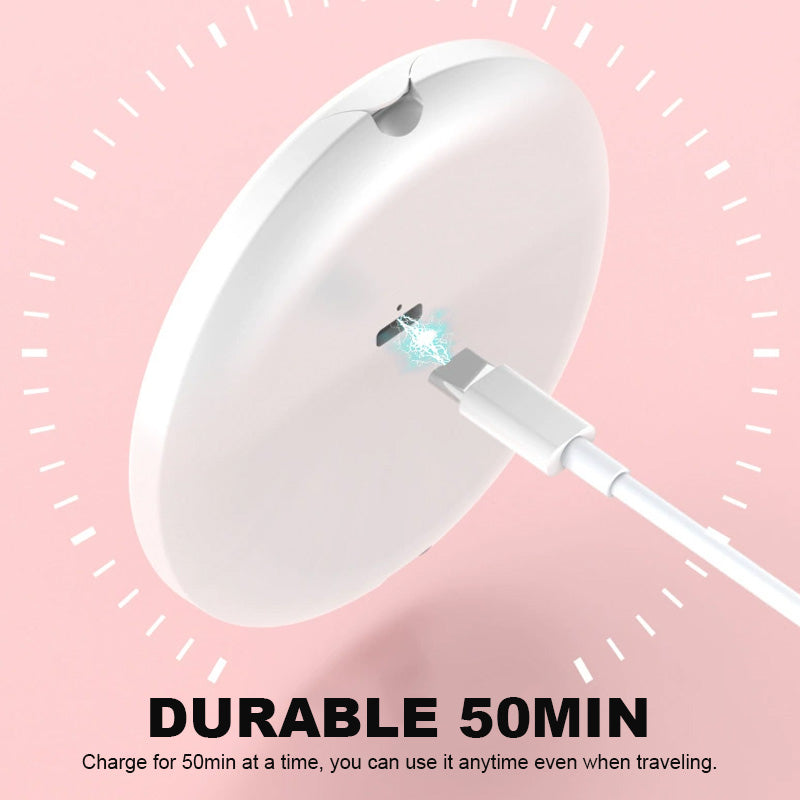 Bærbart, dobbeltsidig sminkespeil med USB-ladefunksjon