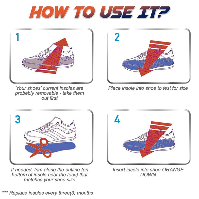 Støtdempende ortopediske innleggssåler for sportssko