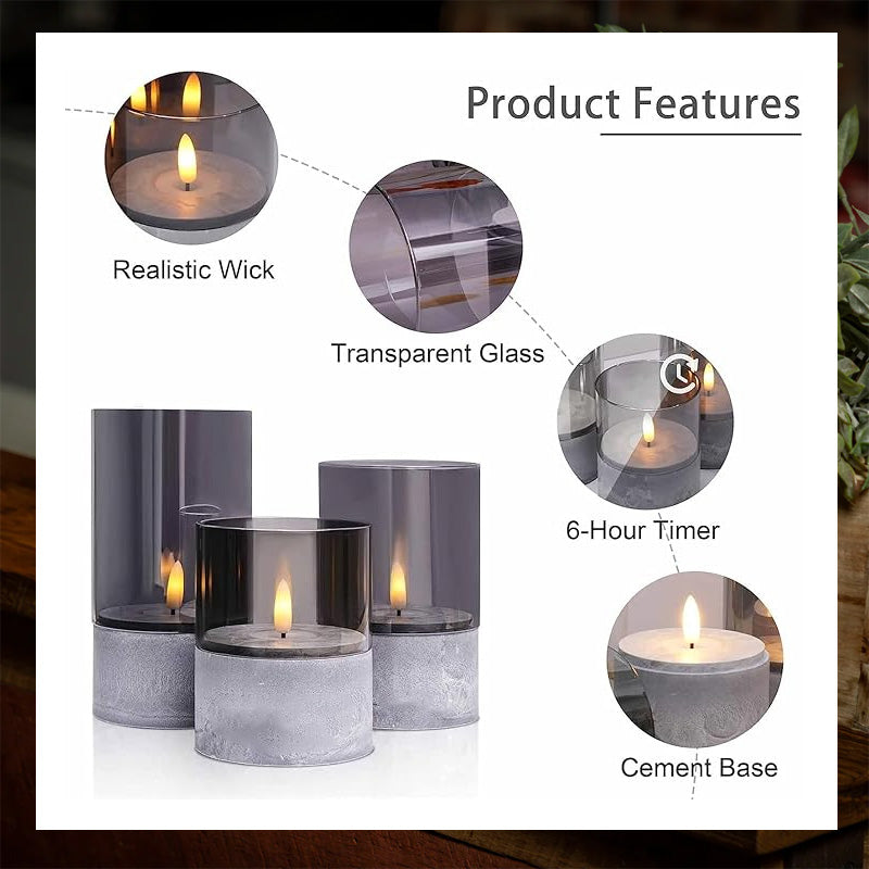 2025 Hot Sale 🔥Grå LED-lys i glass (3 stk)}