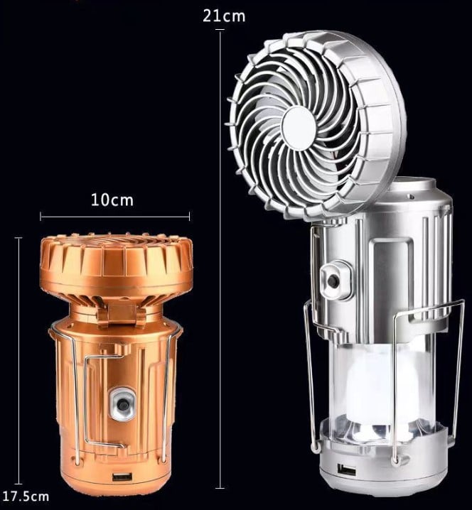 6 i 1 bærbar LED-campinglykt med solenergi