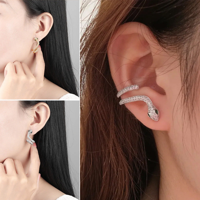 Smart slangeformet øreklips i sølv🐍