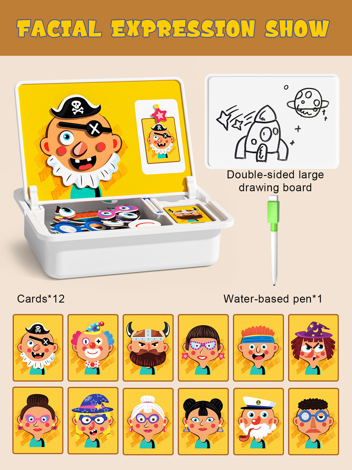 (Gratis frakt)Magnetiske puslespill Ansiktsutkledning Reisespill Dobbeltsidet Førskole Pedagogisk Læringsleker for Barn