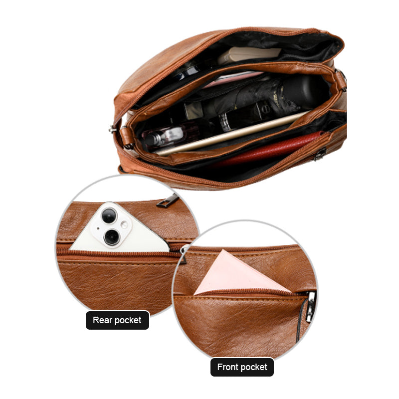 {Gratis Frakt}Retro skulderveske med stor kapasitet og flere lag