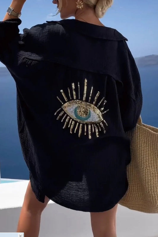 🎁2024 Ny uformell skjorte med paljettperler