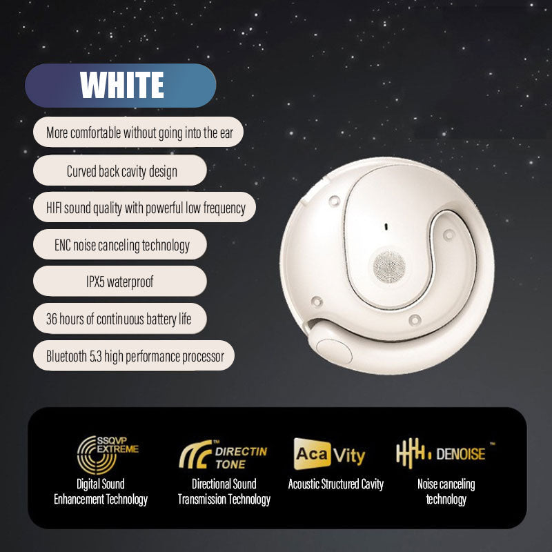 Trådløse, støydempende hodetelefoner med benledning i øret