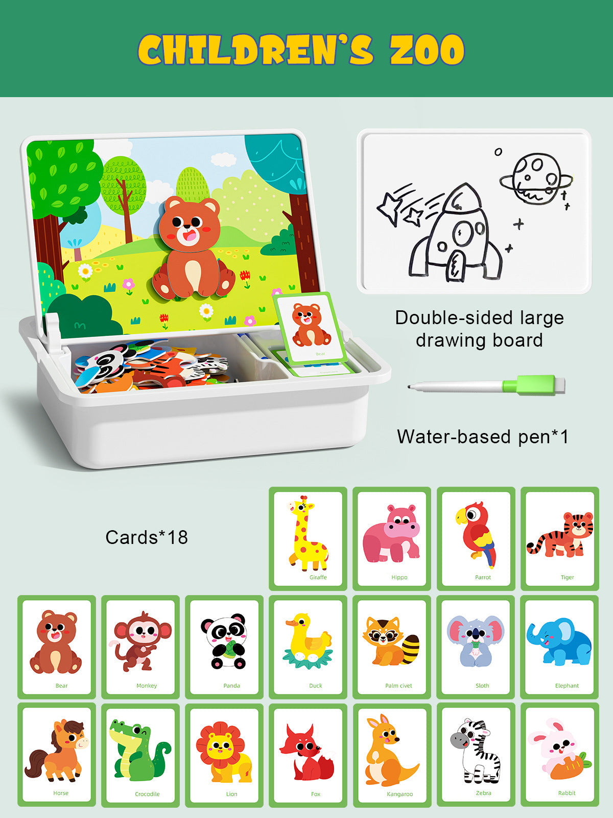 (Gratis frakt)Magnetiske puslespill Ansiktsutkledning Reisespill Dobbeltsidet Førskole Pedagogisk Læringsleker for Barn