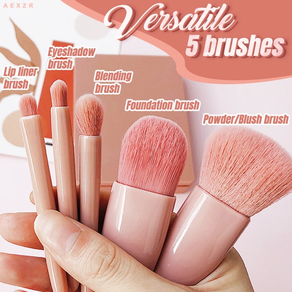 Reisesett med sminkebørster i 5 deler