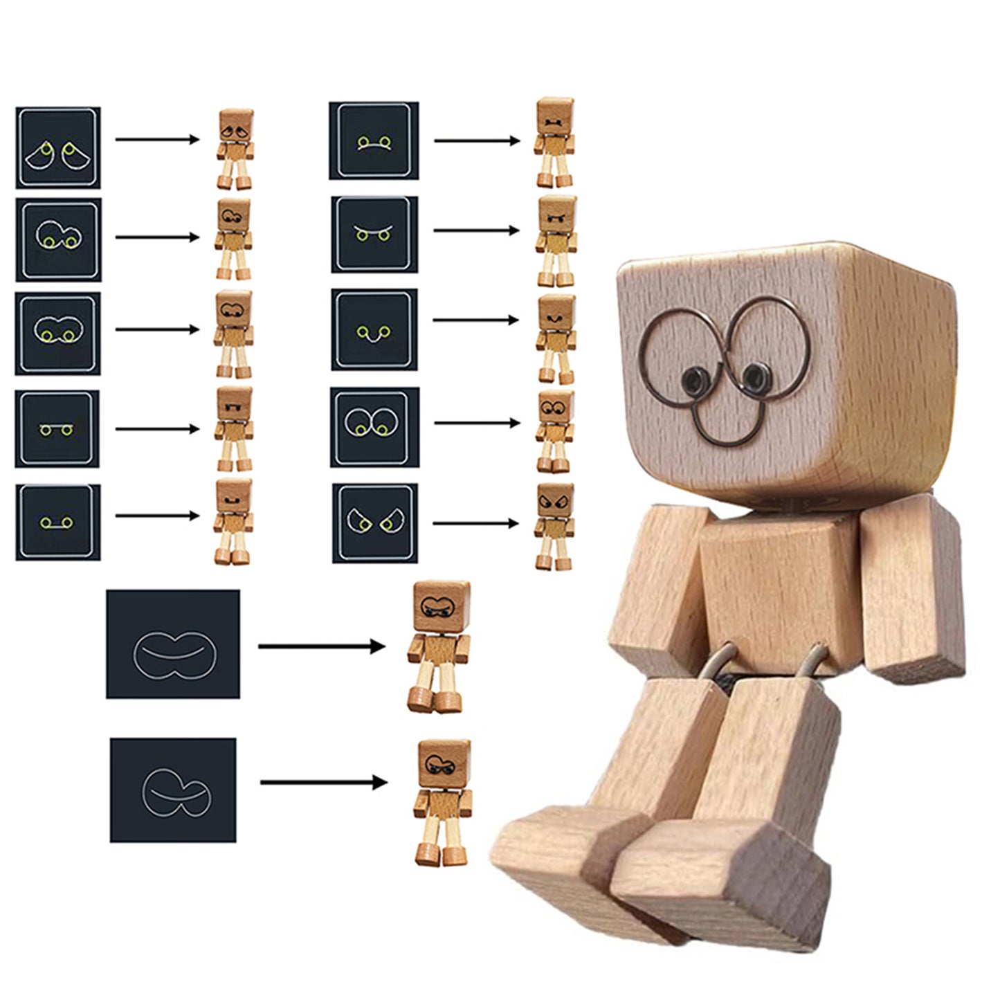 Sjarmerende liten trefigur som svaier (med 12 uttrykk)