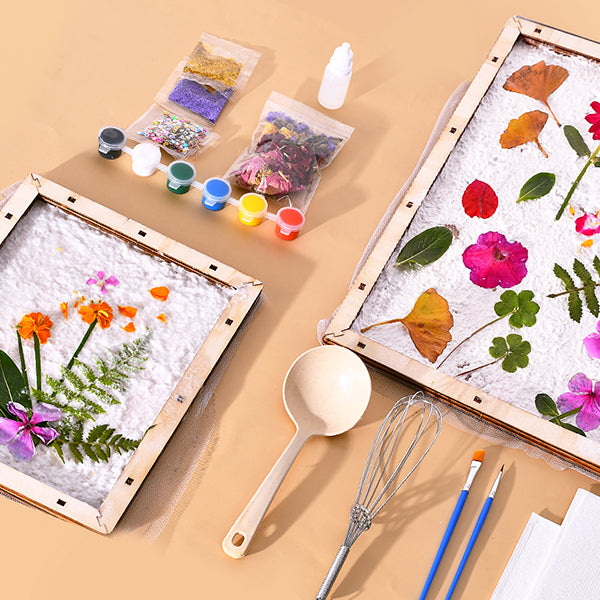 DIY-papirmakersett med pressede blomster