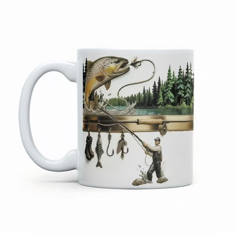 Keramisk kaffekopp med fisketema
