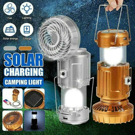 6 i 1 bærbar LED-campinglykt med solenergi