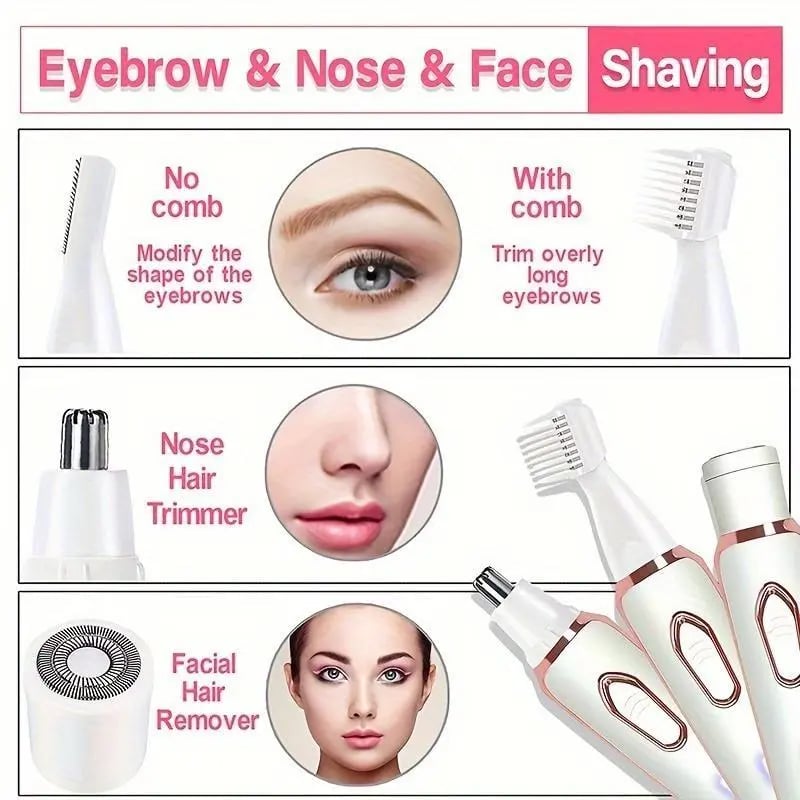 4-i-1 elektrisk, trådløs barbermaskin for kvinnelig kroppshår