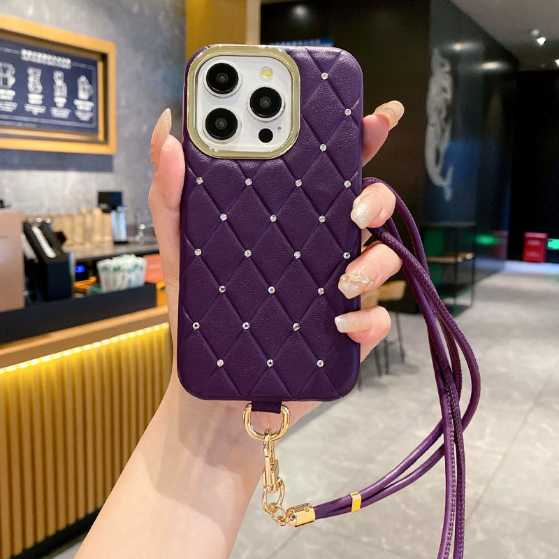 Diamantformet mobiletui med lærrem 💎✨