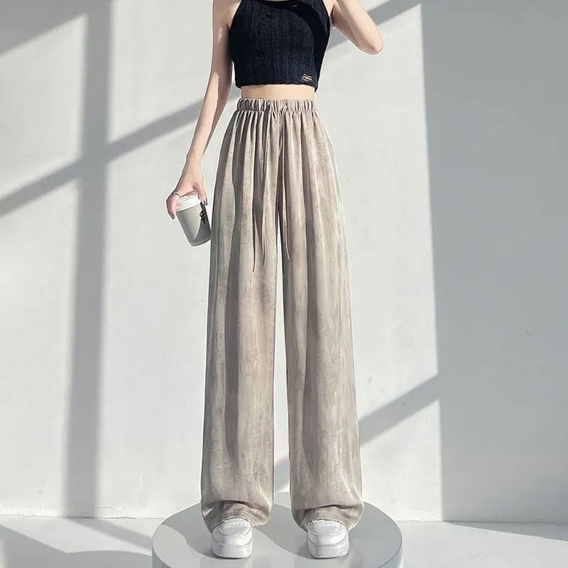 Batikfarget issilkebukse med vide ben🍃