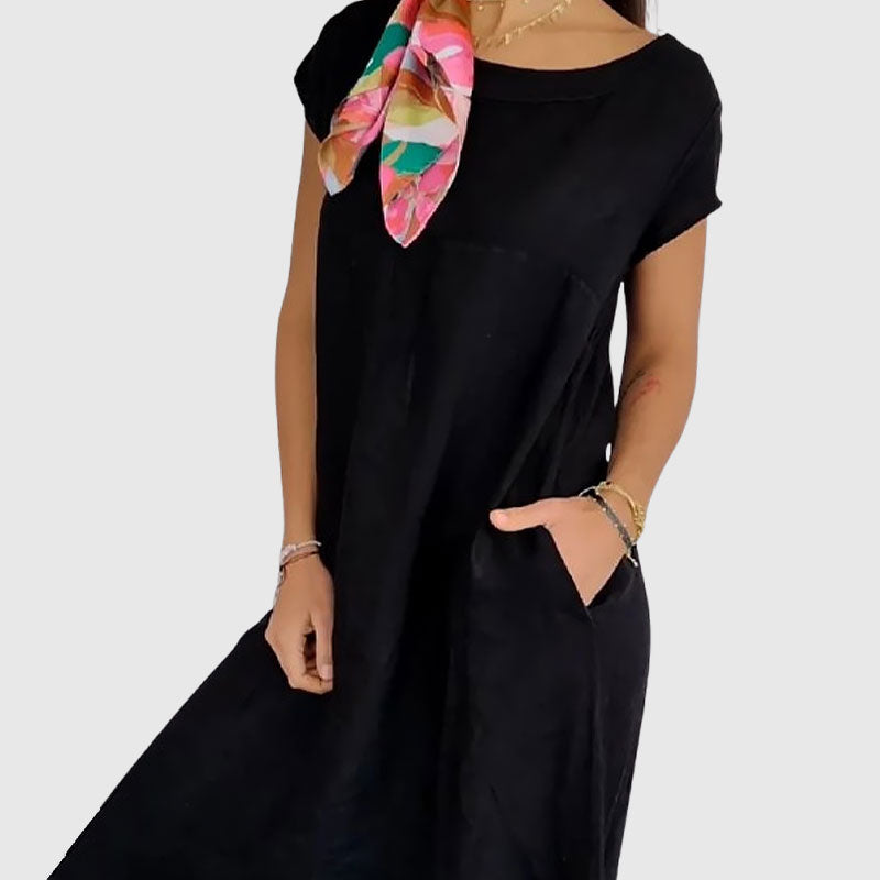 Kjole i bomull og lin