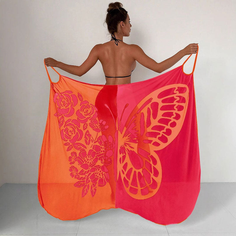 Hurtigtørkende strandkjole med sommerfugltrykk