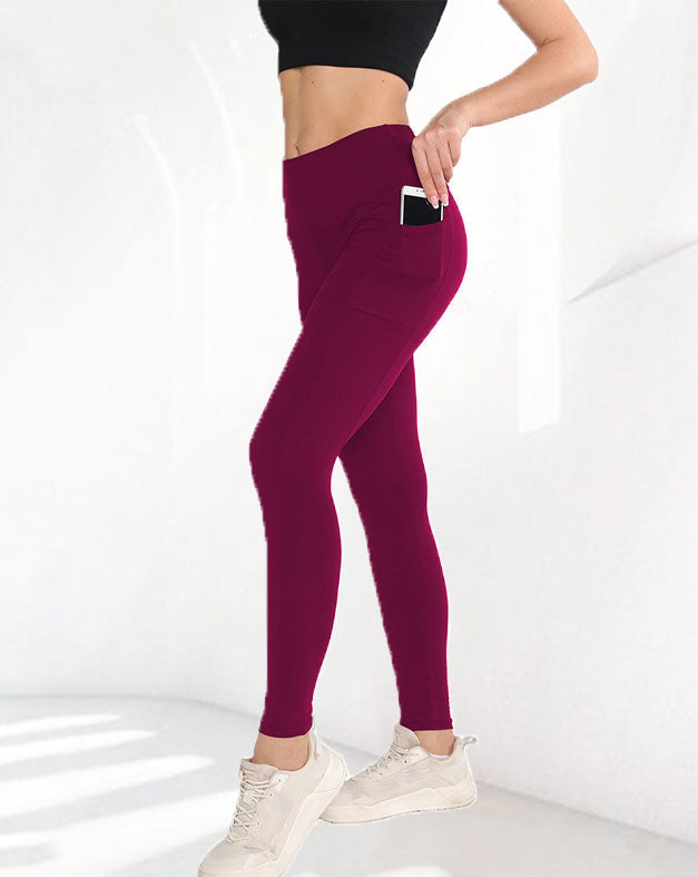 Yogabukser med høy midje og lommer