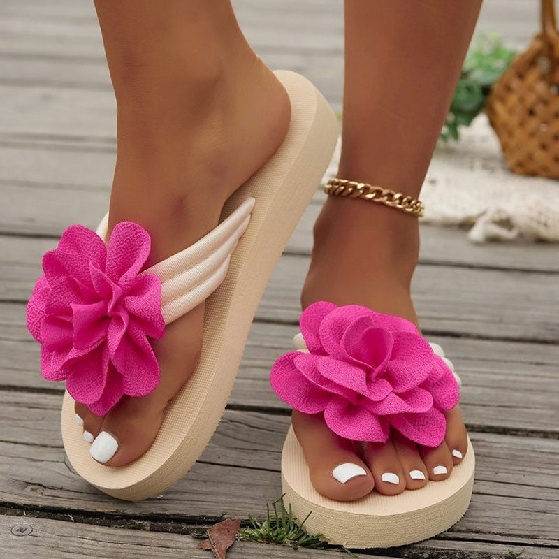 🌼Sommerblomstrende Strandtøfler Med Tykk Såle🌴