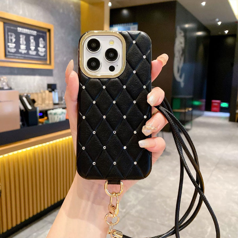Diamantformet mobiletui med lærrem 💎✨