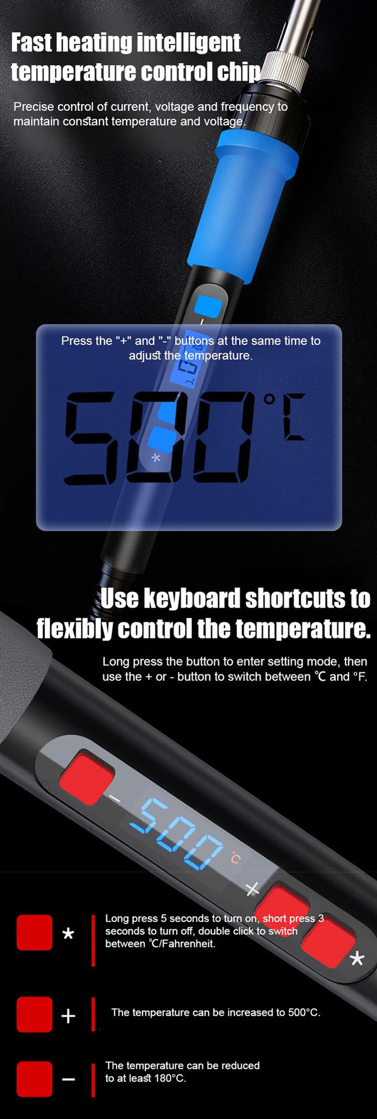 Loddebolt med innvendig oppvarming og konstant temperatur