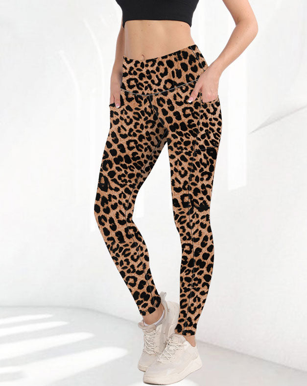 Yogabukser med høy midje og lommer