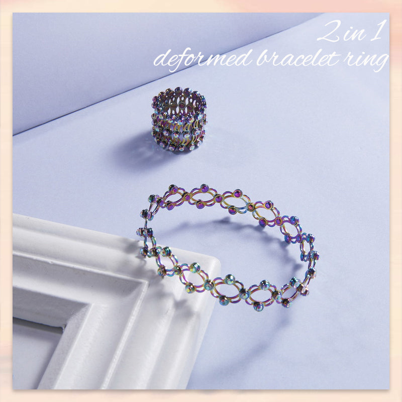 2 i 1 Justerbar magnetisk terapi transformerende armbånd ring