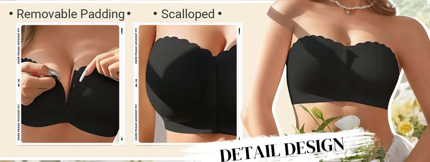🔥Last day ❤️Naadloze stroppeløs bandeau-bh med lukking foran