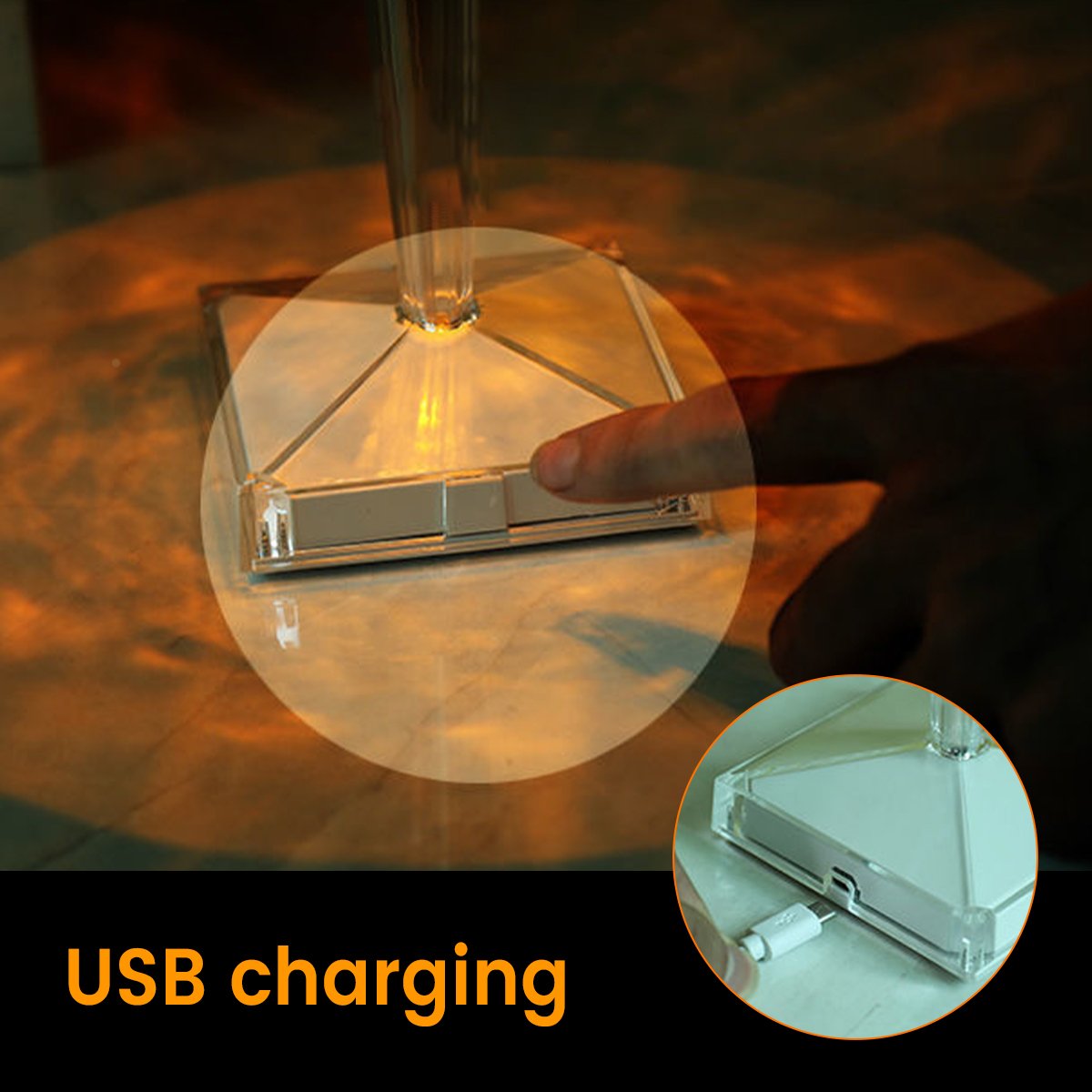 Bordlampe i krystall