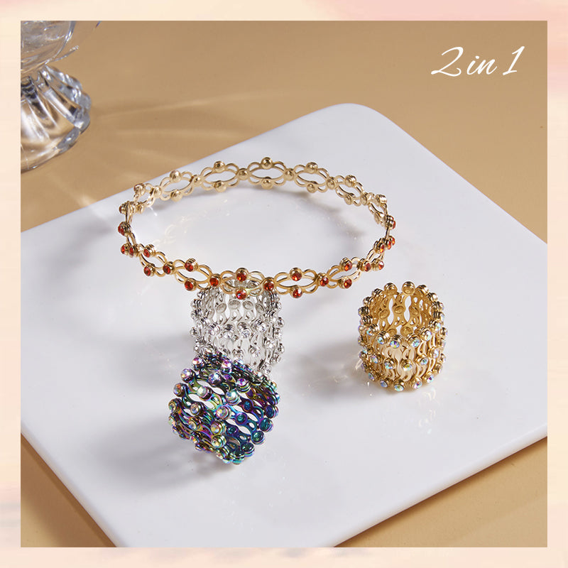 2 i 1 Justerbar magnetisk terapi transformerende armbånd ring