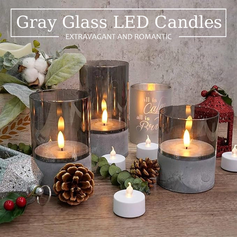 2025 Hot Sale 🔥Grå LED-lys i glass (3 stk)}
