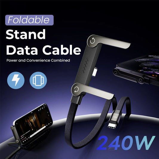 ⚡2-i-1 usynlig ladekabel – 240W hurtigladeledning med innebygd telefonstativ