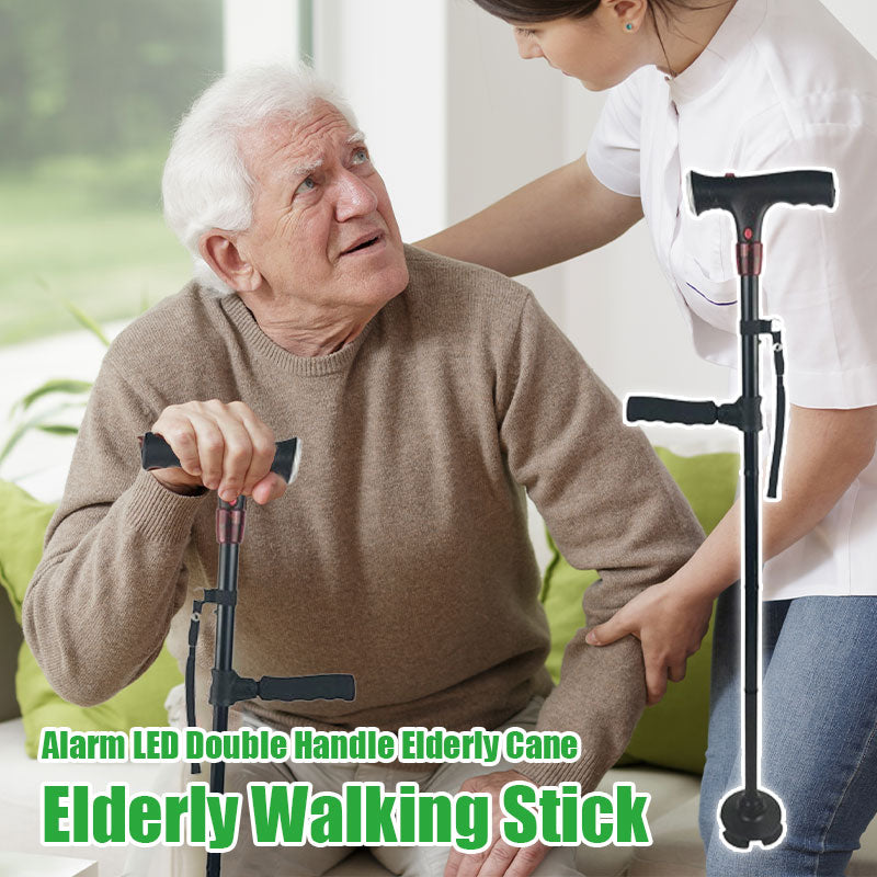 {Fratis Frakt}Alarm LED-stokk med dobbelt håndtak for eldre